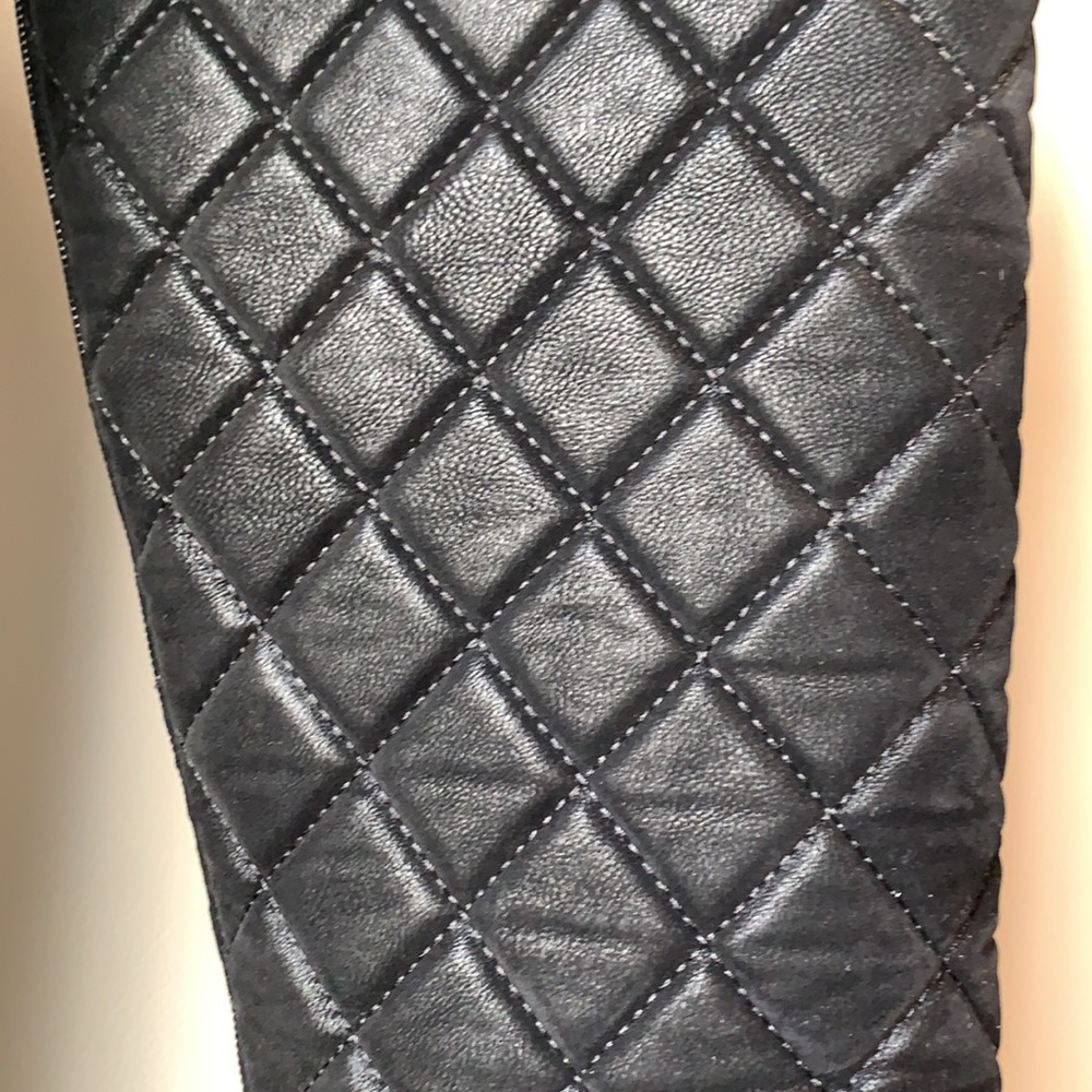 Quilted Over the Knee Black Tall Riding Boots - Picture 5 of 8